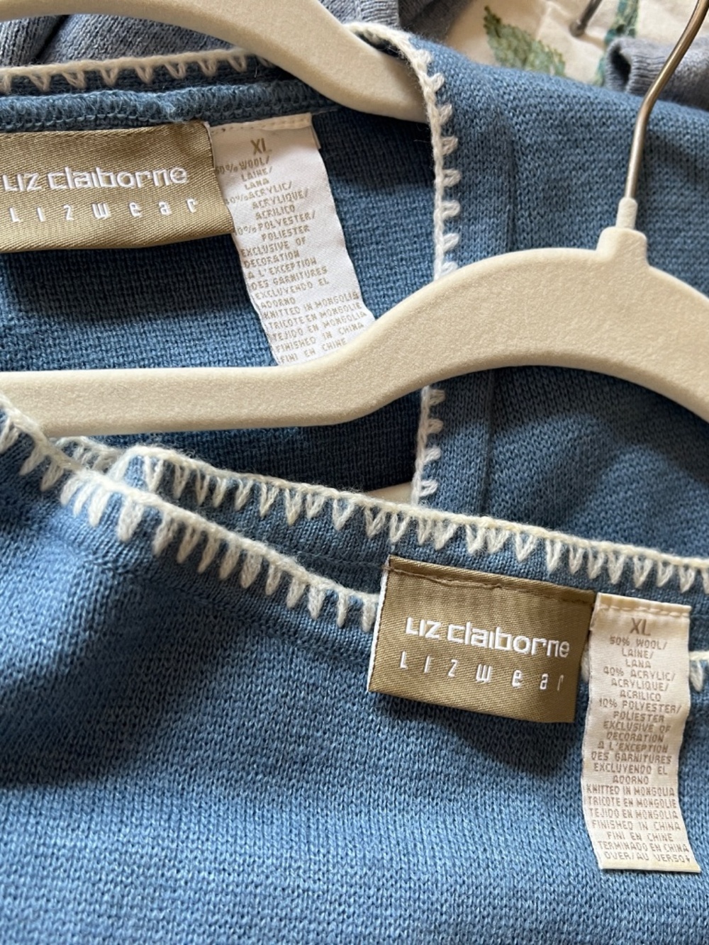 Liz Claiborne Knit Twinset with Delicate Ribbon and Embroidery Detail, XL - Picture 2 of 9